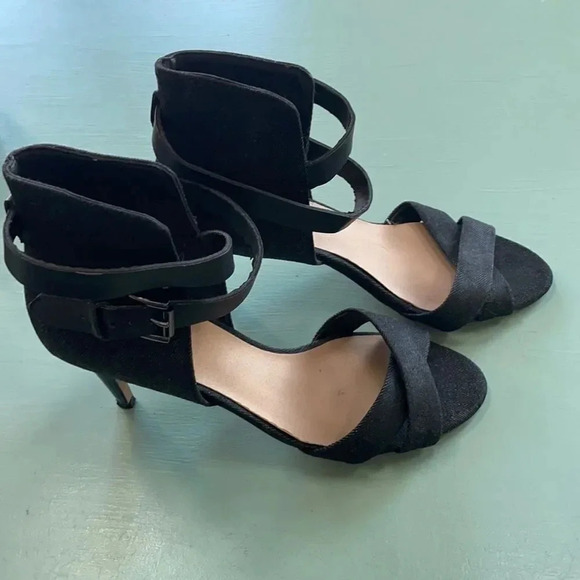 Joe's Jeans Marcy Sandal black denim
wrap around Leather straps Women’s size 6.5 - Picture 4 of 11